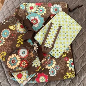 Thirty-One Brown lot with Floral Accents (floral fanfare print)